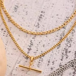 💛Gold plated double layered chain necklace